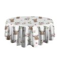 thumbnail image 5 of White Highland Cow Flower Pattern Round Tablecloth 60"x60",Wrinkle Wipeable Table Cloth for Kitchen Dining Room Picnic Patio Party, 5 of 6