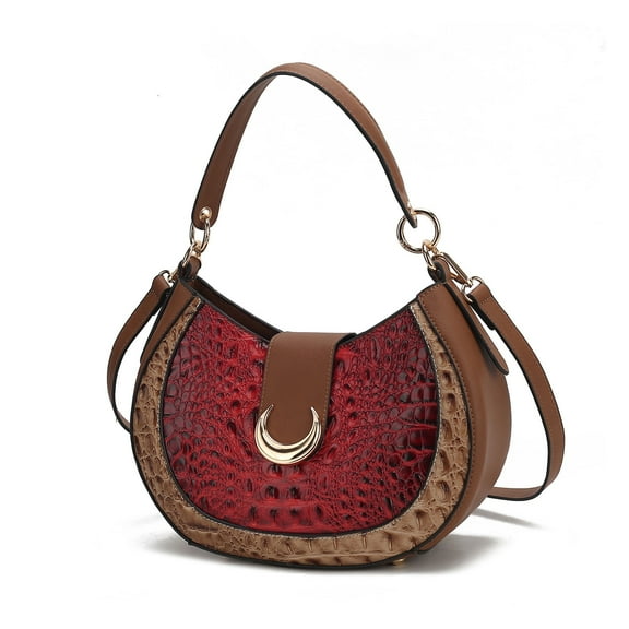 MKF Collection Jain Women Half Moon Shoulder Bag Croc-Embossed Versatile by Mia K - Red