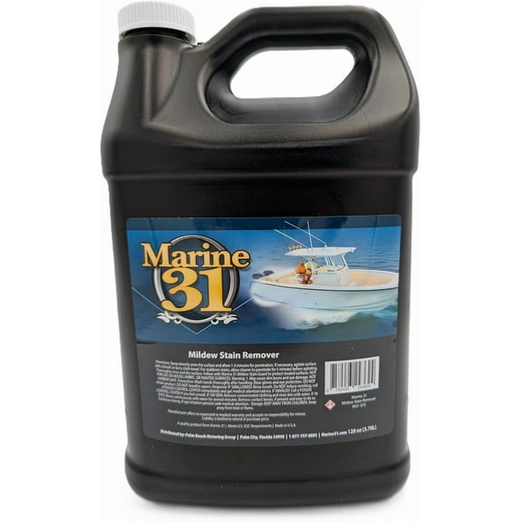 Marine 31 Mildew Stain Remover & Cleaner | Powerful Cleaning Solution for Boats, Homes & Patios | Removes Stubborn Stains from Showers, Vinyl & Fiberglass | Easy to Use | M31-372 | 128oz Gallon