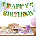 thumbnail image 3 of Banderines de feliz cumpleaños con dibujos de animales de la selva y el bosque, banderines decorativos de papel, suministros para fiestas, 3 of 7