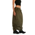 thumbnail image 2 of Liacowi Women Juniors Cargo Skirts Ruched Drawstring Hem Elastic Low Waist Straight Long Skirt Streetwear, 2 of 5