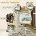 thumbnail image 2 of Zimtown Swivel Makeup Chair Accent Chair with Wheels, Comfy Linen Fabric Office Chair for Bedroom,  White, 2 of 9