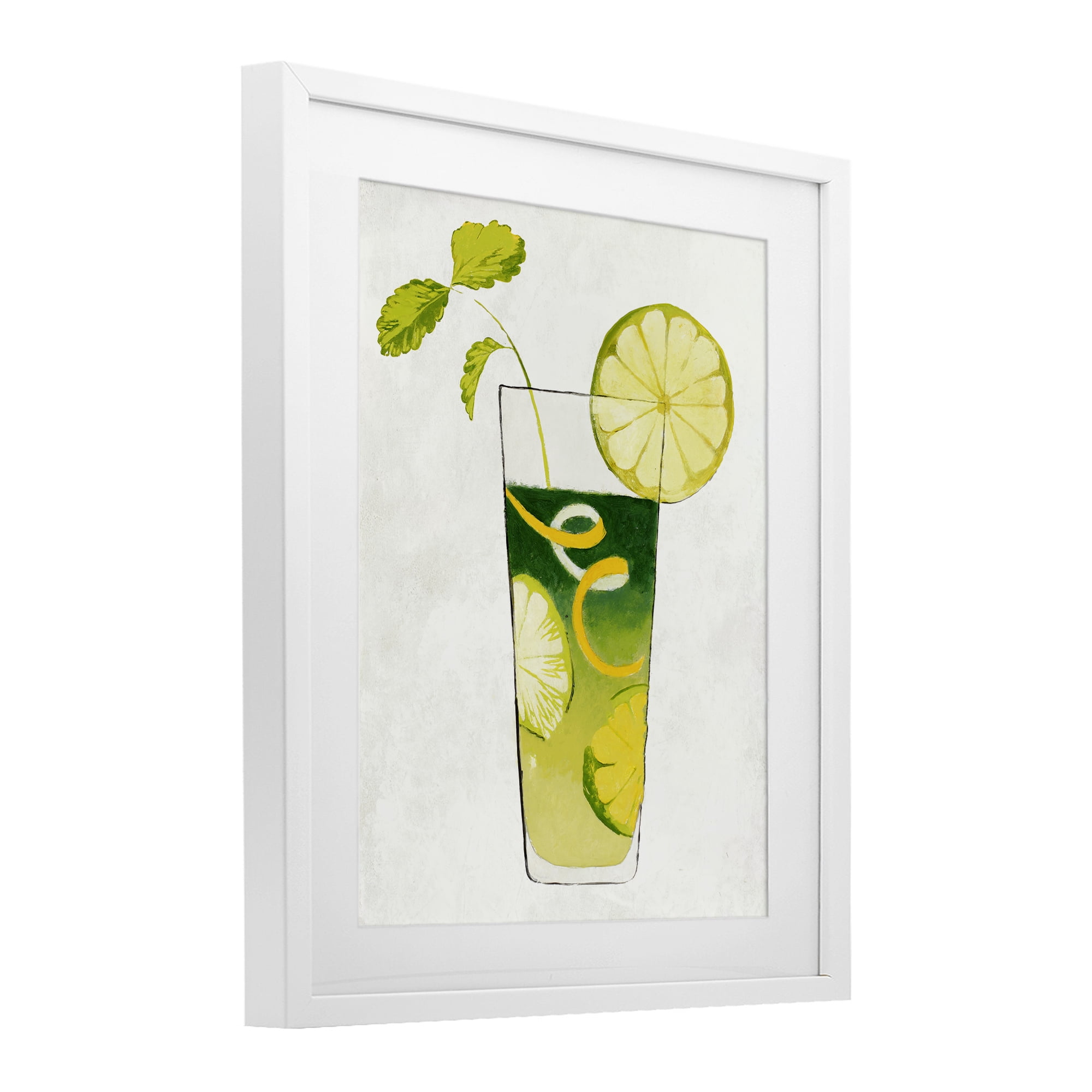 Stupell Industries Summer Cocktail Lime Mint White Framed Print Under Glass, design by Lorenzo Collective