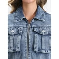 thumbnail image 5 of DARING DIVA Women's Zip Up Long Sleeves Cropped Denim Jacket XS Washed Blue, 5 of 6