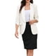 thumbnail image 1 of Blazer de oficina inspirador CHIC para mujer, con cuello chal, mangas 3/4 arrugadas, blazer de traje elegante, color crema blanco, 1 of 6