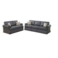 thumbnail image 2 of 2-Piece Sofa Set, Living Room Furniture Sets with Pillows and Rolled Armrest, Contemporary 2-Seater Sofa and 3-Seater Sofa Set, Charcoal Glossy Polyfiber Couch Sets for Living Room, Gray, 2 of 7