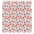 thumbnail image 3 of Doodle Shower Curtain, Pattern with Leaves Happy Birds and Pears, Fabric Bathroom Set with Hooks, 69W X 70L Inches, Pale Blue Grey Vermilion Salmon Charcoal Grey, by Ambesonne, 3 of 3