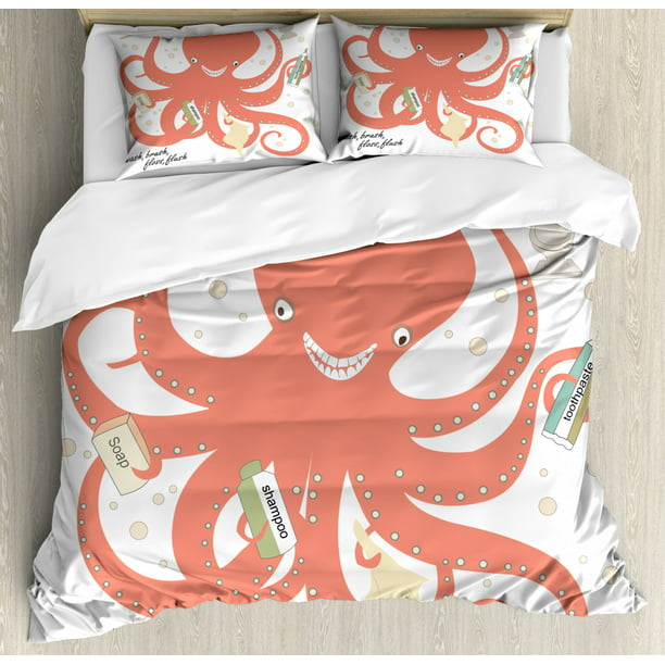 Nautical Duvet Cover Set King Size, Octopus Bedding King Size