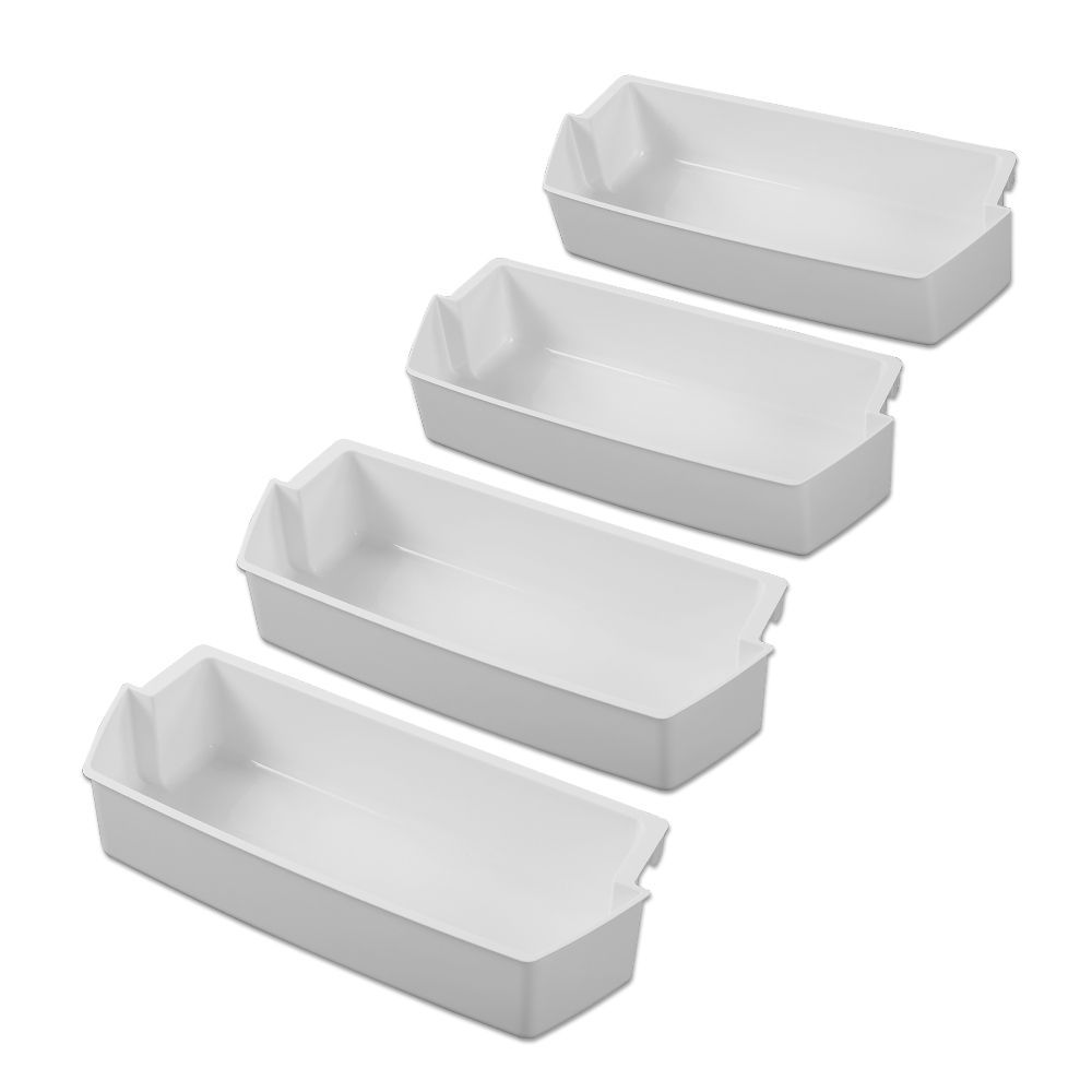 CROSSDESIGN 4 Packs White Shelf Bin Replacement Fit for Kenmore Whirlpool Refrigerator 218717