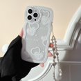 thumbnail image 5 of Funda linda para iPhone 13 Pro con forma de corazón blanca, marco ondulado rizado, dibujos animados kawaii transparente, 5 of 5