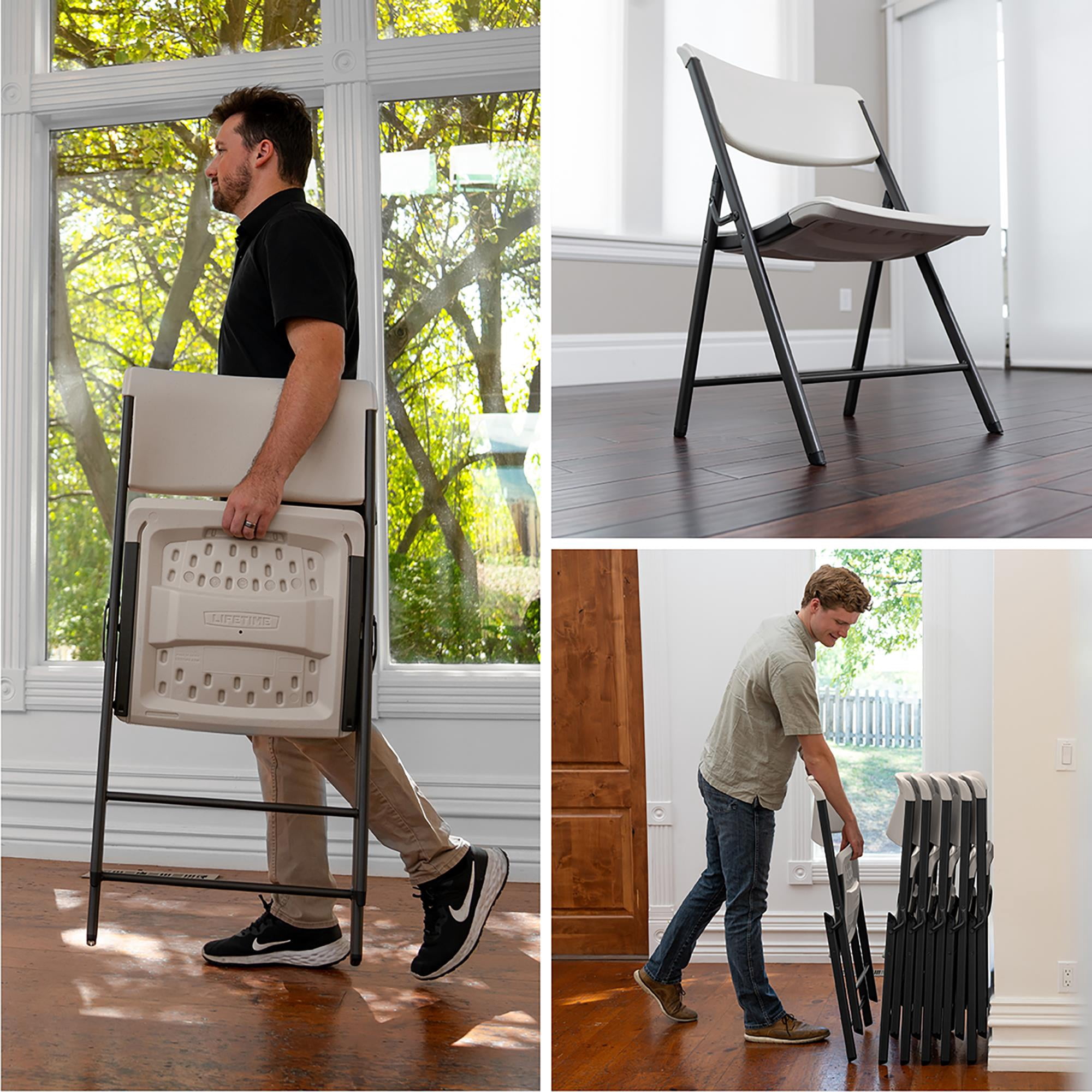 Lifetime A-Frame Folding Chair, Almond (Set of 4)-81171