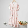 thumbnail image 2 of Tnhcen Summer Floral Print Sleep Dress – Cotton Crew Neck Short Sleeve Long Gown Soft & Flowy Nightdress Free Size Plus Size Friendly, 2 of 3