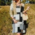 thumbnail image 3 of Geometric Abstract Art Black Gold Grey Womens Summer Dress Tie Back A Line Flare Dress, 3 of 9