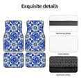 thumbnail image 5 of ZICANCN Waterproof Car Floor Mats Full Set, Vintage Floral Blue Checkered Automotive Carpet Mats for Vehicle Trucks Suv, 4 Pieces, 5 of 6