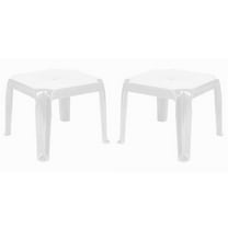 Home Square Outdoor Casual UV Resistant Resin and Rubber Square End Table, White