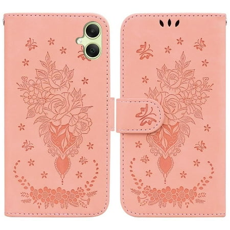 

Case for Samsung Galaxy A05 Card Slots Kickstand Wallet Case Flip PU Leather Cover Emboss Rose Flowers