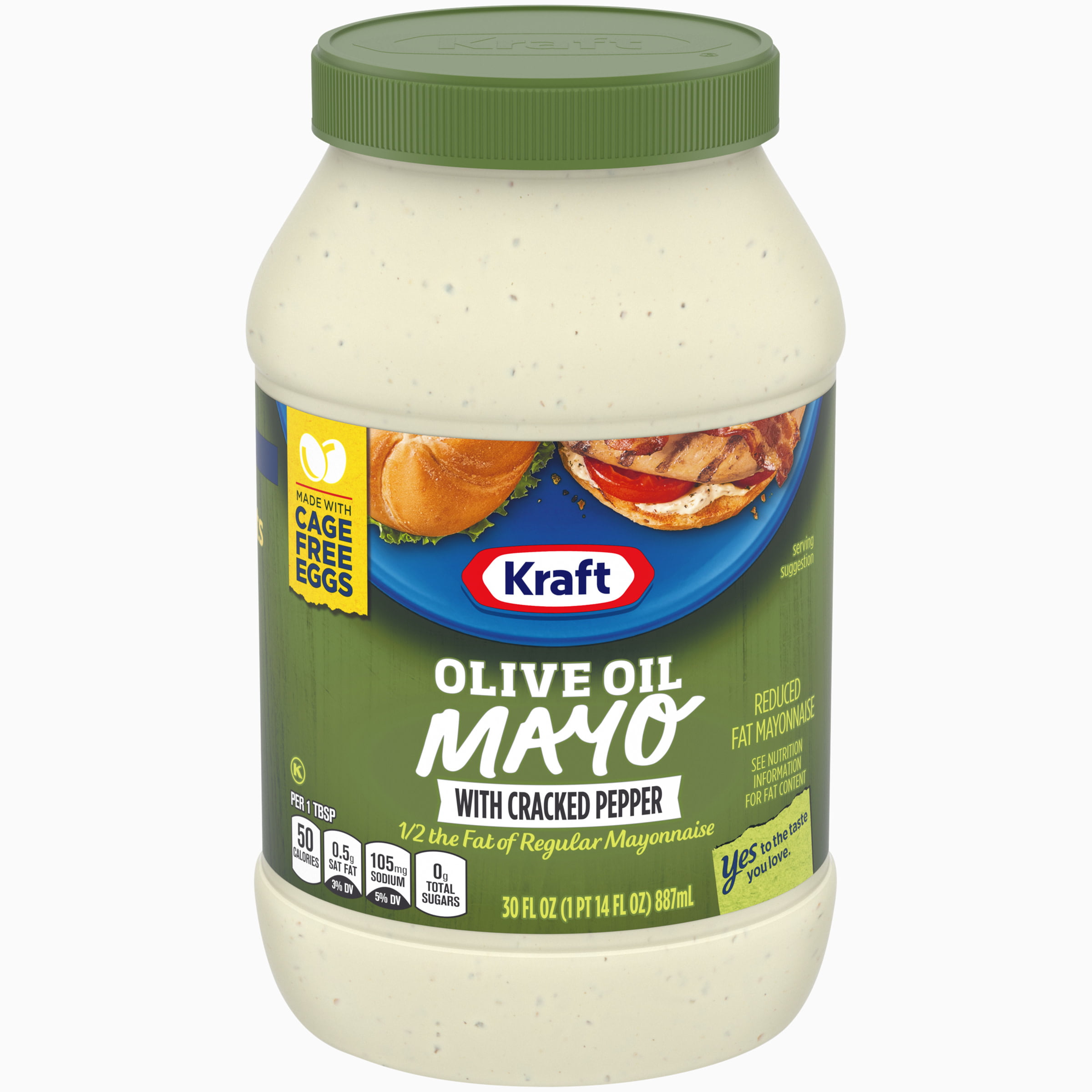 Kraft Mayo with Olive Oil &amp; Cracked Pepper Reduced Fat Mayonnaise, 30 ...