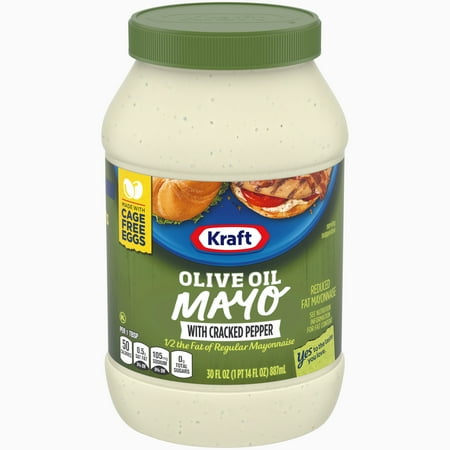 UPC 021000031009 product image for Kraft Mayo with Olive Oil & Cracked Pepper Reduced Fat Mayonnaise, 30 fl oz Jar | upcitemdb.com