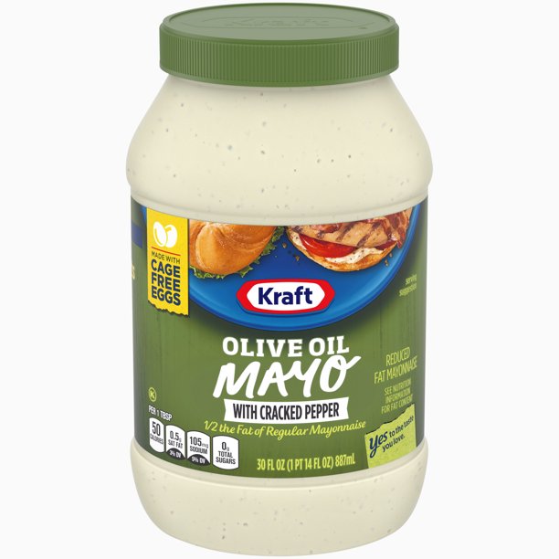 Kraft Mayo with Olive Oil & Cracked Pepper Reduced Fat Mayonnaise, 30