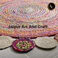 thumbnail image 3 of Jaipur Art And Craft Handmade Natural Jute and Cotton Rustic look Area Rug Reversible Braided Farmhouse Carpet (9x9 Sq Ft), 3 of 5