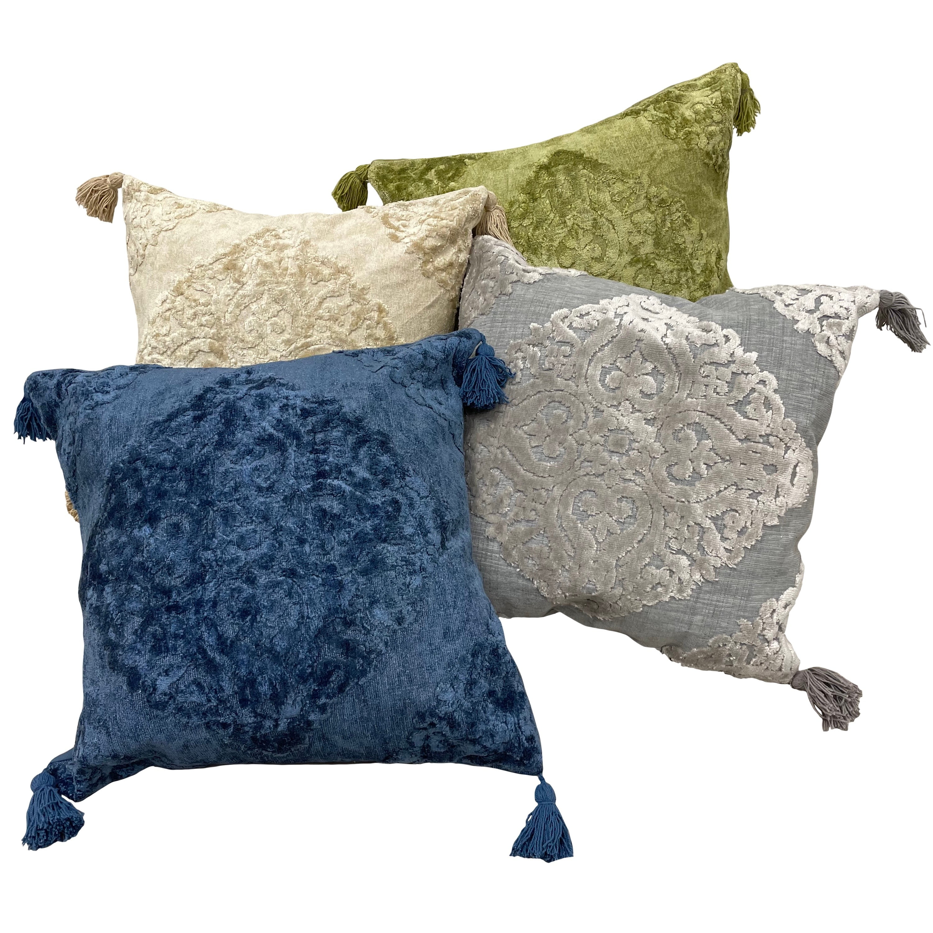 Ox Bay Indoor Traditional Textured Medallion Throw Pillow, Silver Gray, 20" x 20"