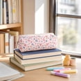 thumbnail image 4 of Hyknon Pencil Pouch Bag, Floral Zipper Pen Case, Large Capacity Zipper Pen Box Pouch, Soft Striped Portable Stationery Storage Bag for Adult, Multi-Functional Makeup Bag for Daily Campus Office（I）, 4 of 7