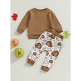 thumbnail image 4 of Wassery Toddler Baby Boys Clothes Long Sleeve Letter Print Sweatshirt Top Pumpkin Print Long Pants 6M 12M 18M 24M 3T Infant 2Pcs Fall Halloween Outfit 0-3 Years, 4 of 8