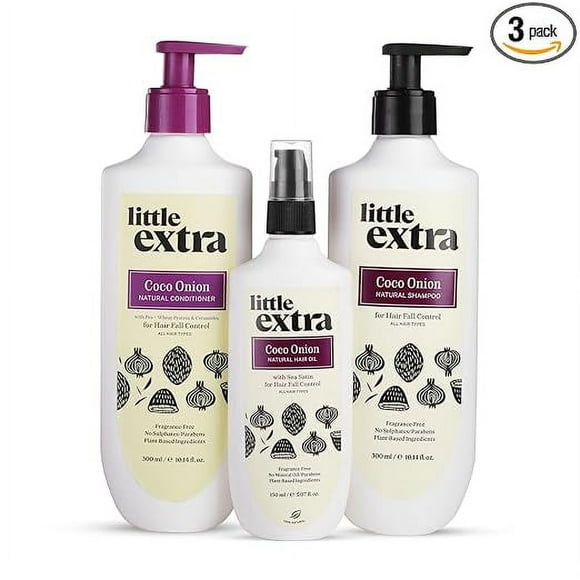 Little Extra Coco Onion Anti Hair Fall Kit - Natural Hair Oil, Shampoo and Conditioner Combo