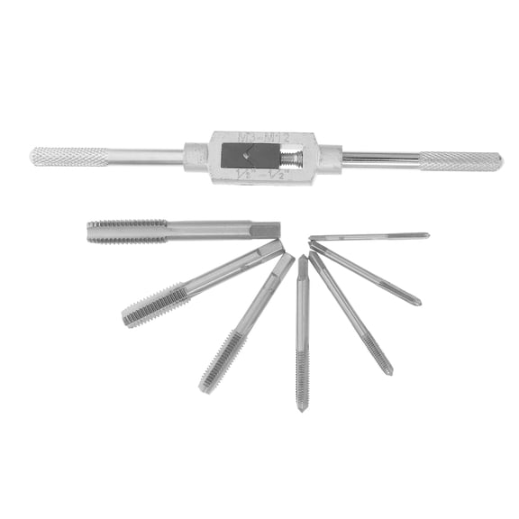 FRCOLOR 1 Set 7pcs Tapping Tools Manual Screw Tap Multifuction Ratchet Tap Silver