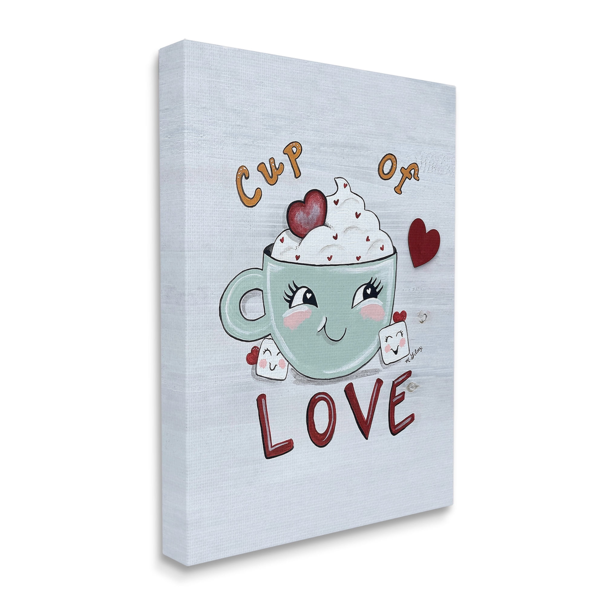 Stupell Industries Smiling Cup Of Love Food & Beverage Painting Gallery Wrapped Canvas Art Print Wall Art, 36 x 48