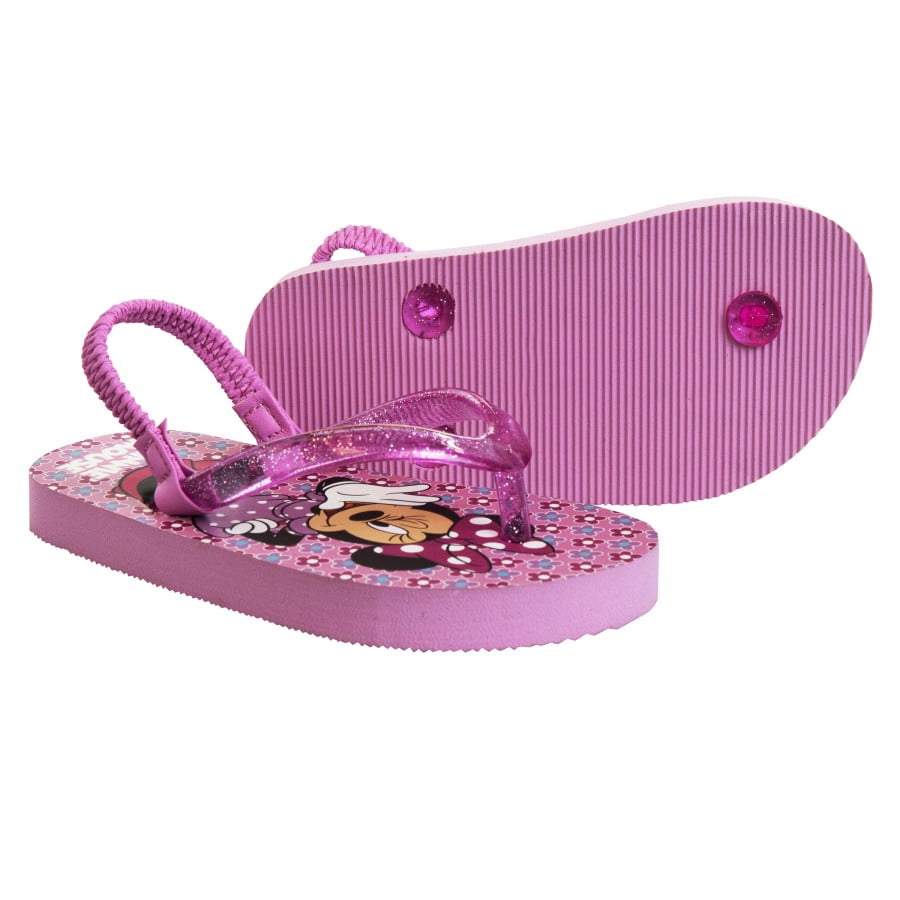 Disney Minnie Mouse Girls Toddler Flip Flops with Back Strap, Pink, Size: 7-8