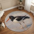 thumbnail image 3 of Coastal Oystercatcher Round Area Rug 4Ft Washable Circle Rugs for Bedroom Dining Room, Beach Ocean Black White Bird Non-Slip Carpet Floor Mats Indoor Outdoor Carpet Runner Aesthetic Home Decor, 3 of 8