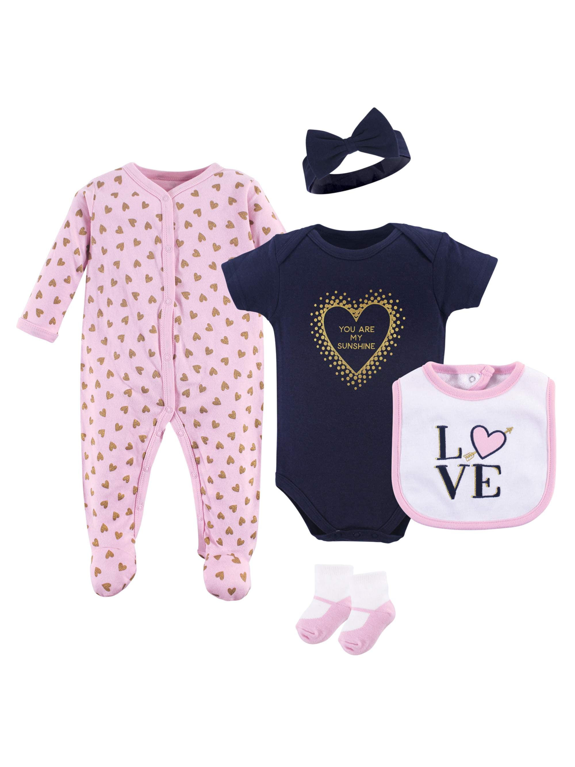Hudson Baby Layette Set, 5pc (Baby Girls)