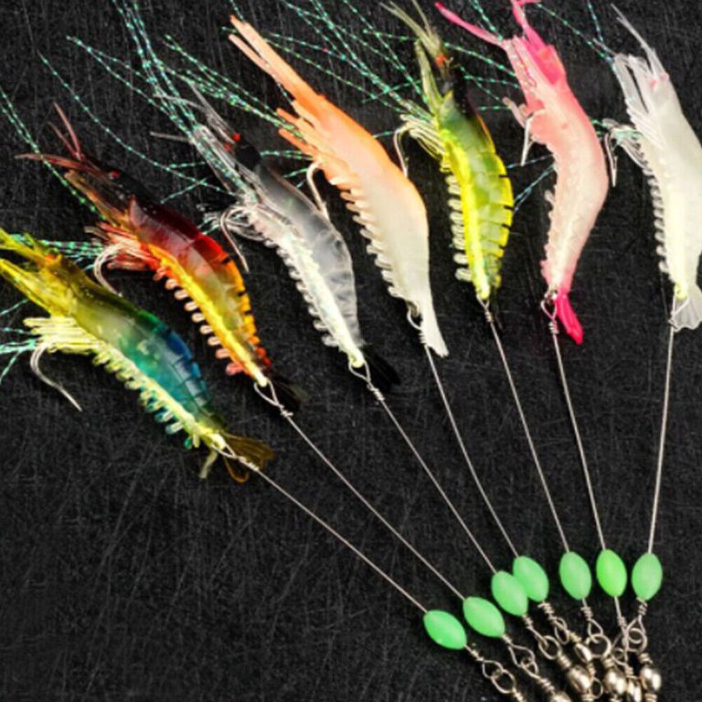 7Pcs Artificial Shrimp Fishing Lures – Soft Silicone, Lifelike, Luminous, For Fresh & Saltwater