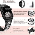 thumbnail image 3 of ANTHOUSE for Apple Watch Band 38mm 40mm 41mm Series 8 Series 7 6 5 4 3 2 1 SE Ultra, Bling Replacement Bracelet iWatch Band, Diamond Rhinestone Stainless Steel Metal Wristband Strap, 3 of 16