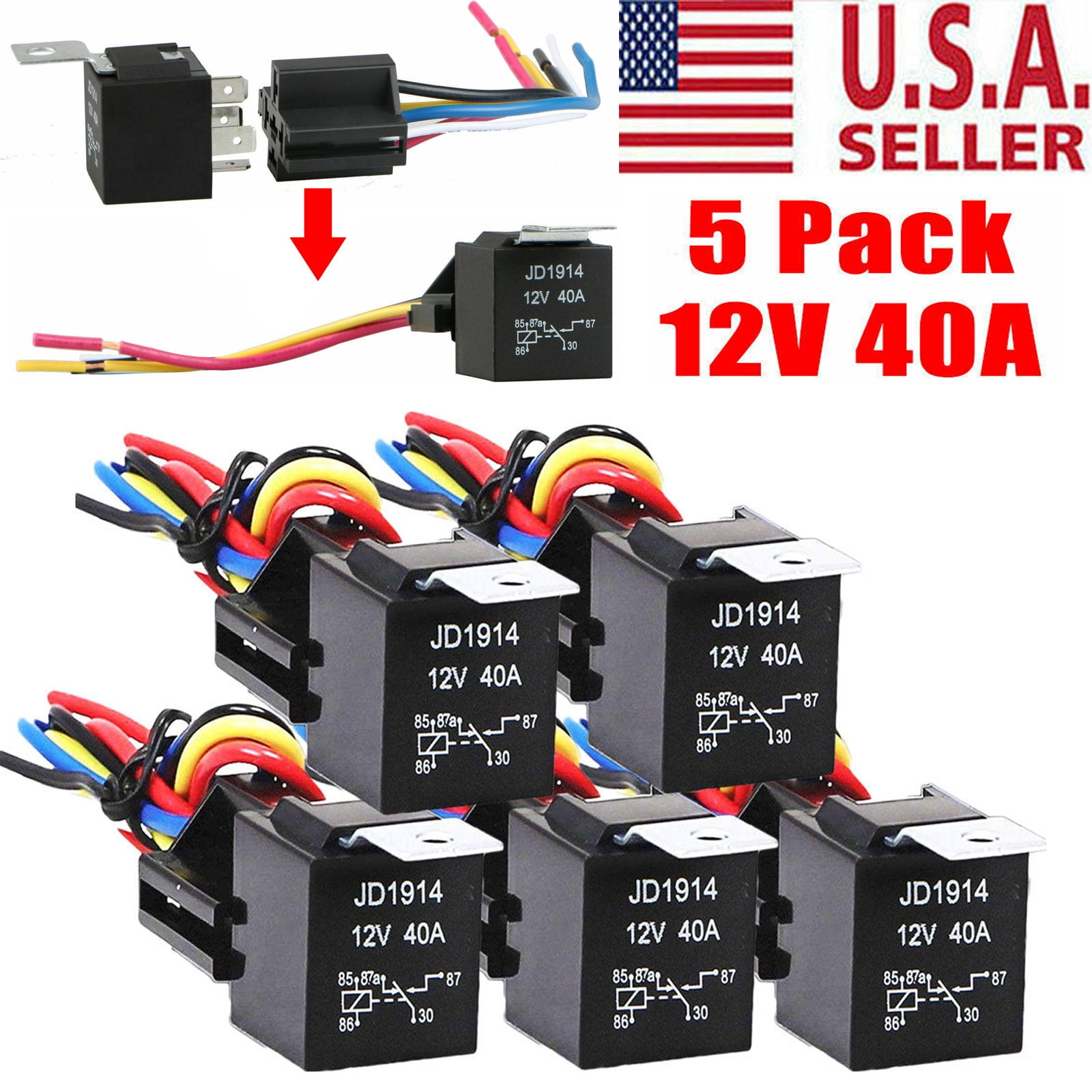 5pcs Automotive Relay 12V 5pin 40A Car Relay with Terminal 5pcs Automotive Relay 12V 5pin 40A Car Relay with Terminal