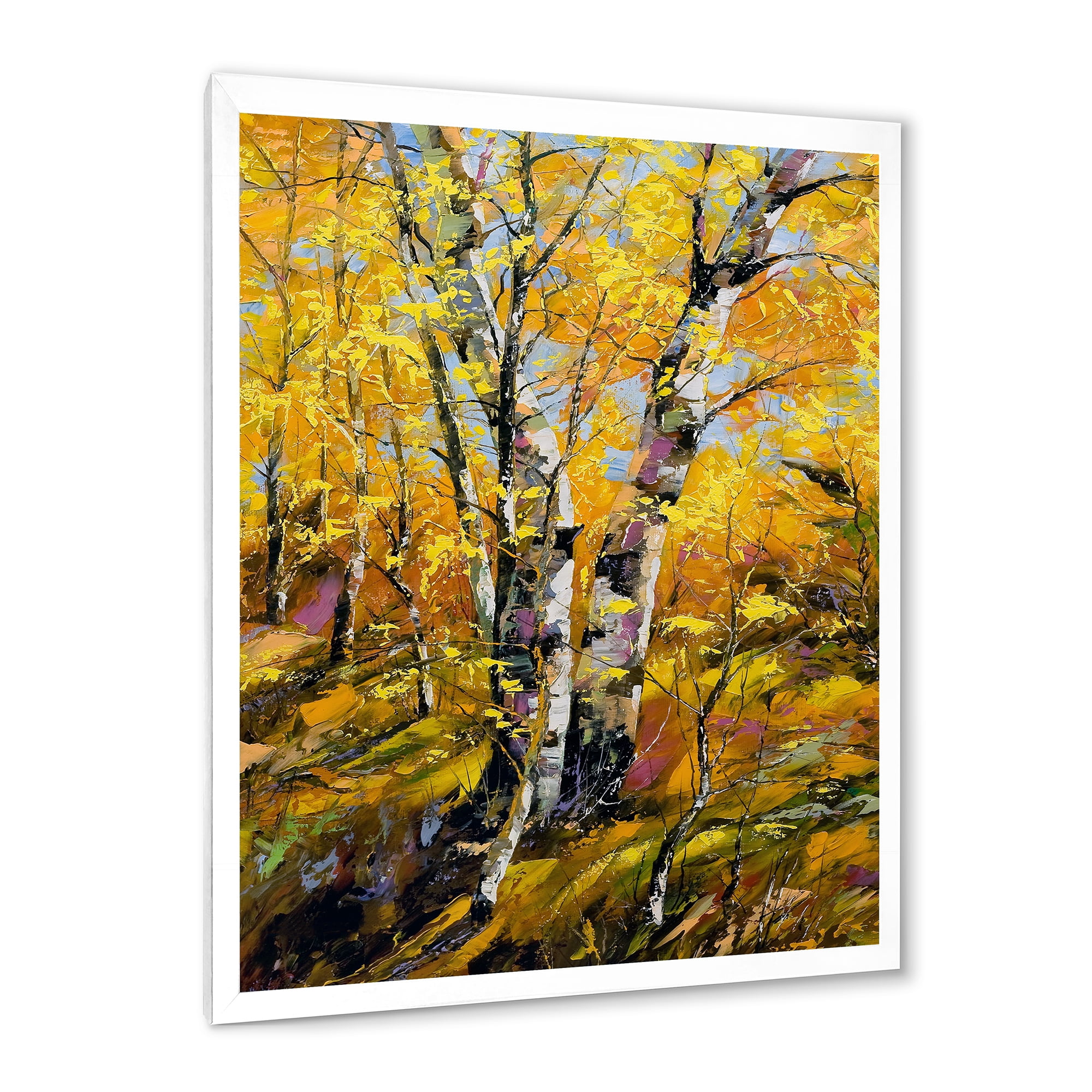 Designart 'Birches In Yellow Autumn Wood Forest' Country Framed Art Print
