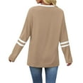 thumbnail image 3 of Women's Round Neck No Hood Sweatshirt, Long Sleeve Loose Fit Pullover Top with Breathable Comfort for Autumn Winter Season, Casual Daily Wear, Travel and Street Fashion Khaki XL, 3 of 5