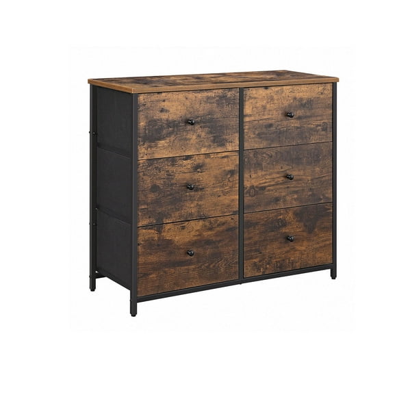 SONGMICS Dresser for Bedroom, Chest of Drawers, 6 Drawer Dresser, Closet Fabric Dresser with Metal Frame