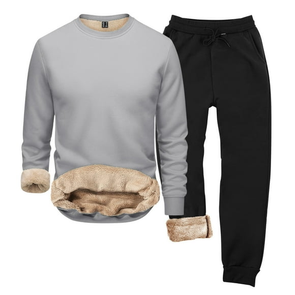 Autumn And Winter Hoodie Men'S Round Neck Solid Color Loose Thermal Underwear Set For Men Men'S Suits Gy1 Xl