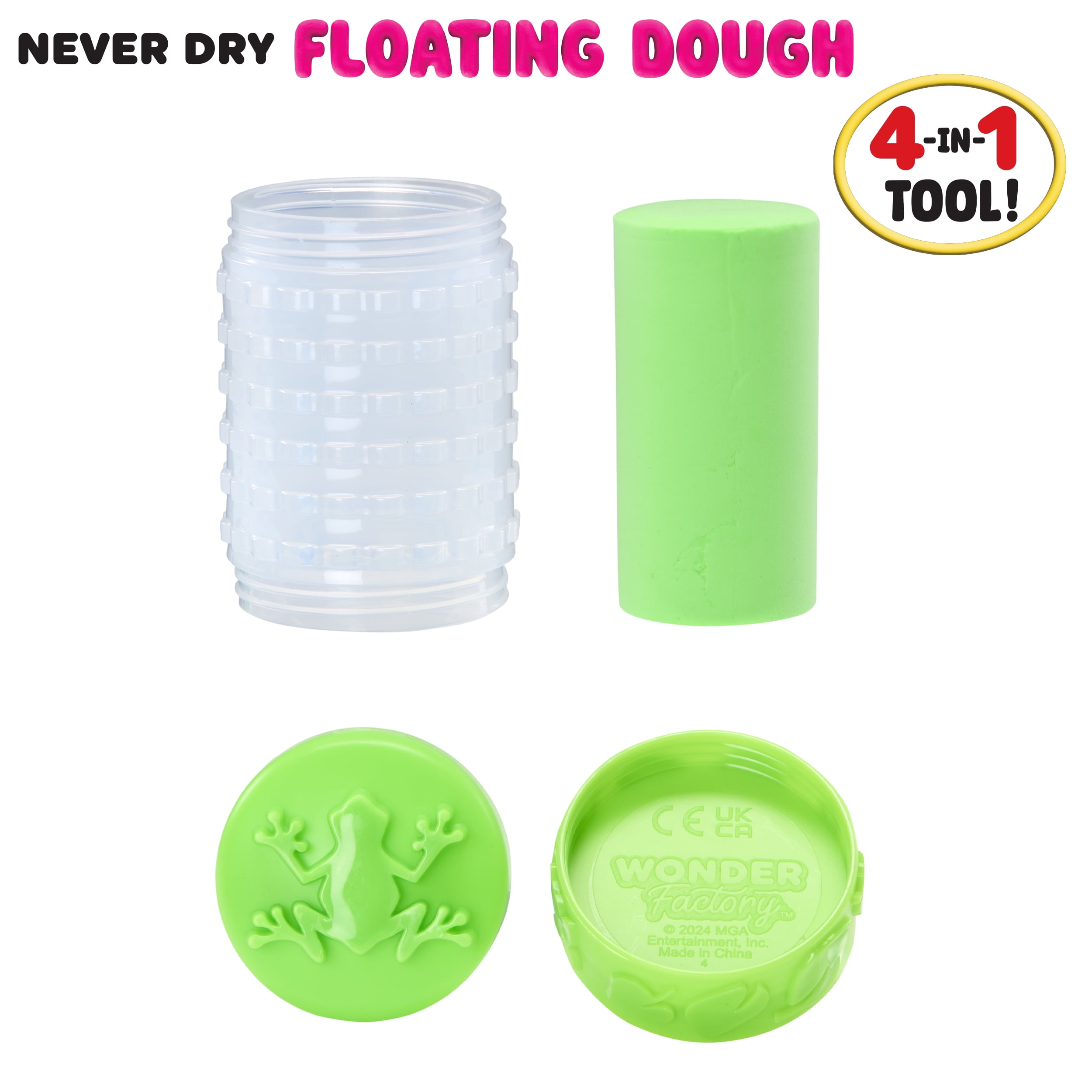 Wonder Factory Never Dry Floating Dough Green Single – Never Dries Out, Gluten Free, and Floats in Water