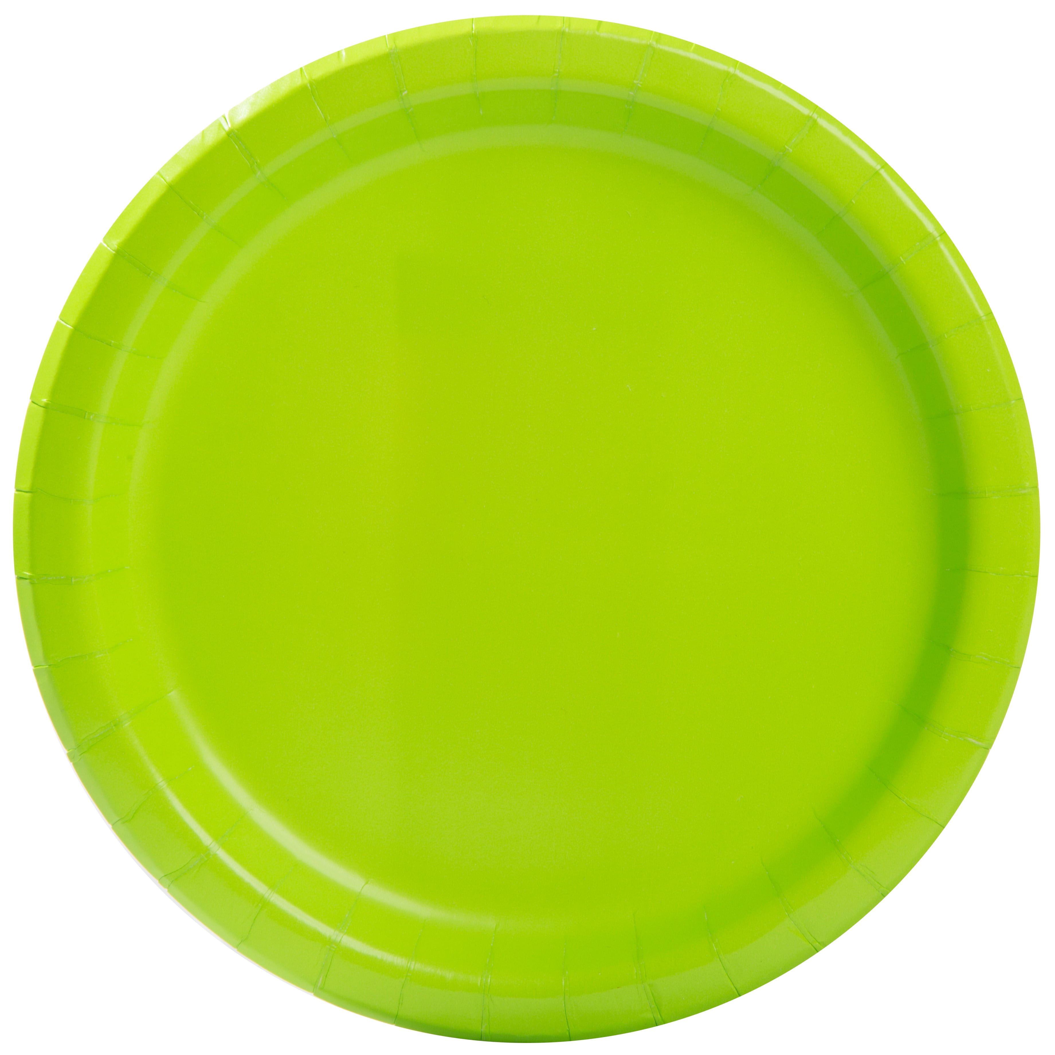 green paper plates and cups