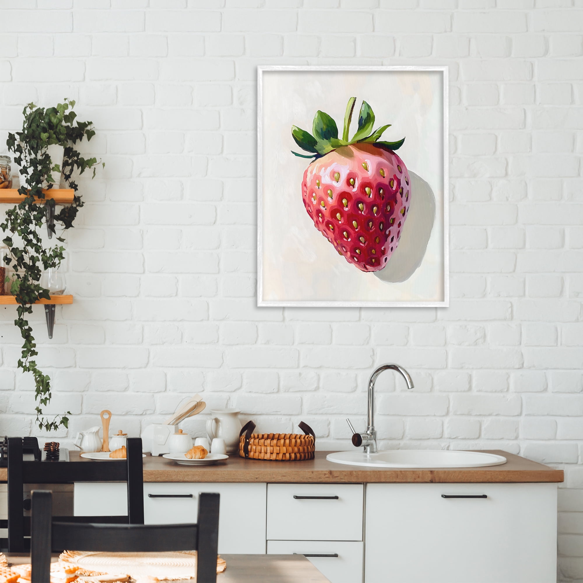 Stupell Industries Juicy Shine Strawberry White Framed Giclee Art, design by The Prints Vibe