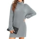 thumbnail image 1 of Vestido suéter de cuello alto para mujer Ticfox Otoño Invierno Casual suelto manga larga abombada Gris claro XL, 1 of 7