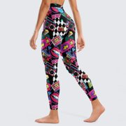 Gyexs Women's 80s Leggings Neon Printed Soft Stretchy Pants Running Workout Leggings Athletic Yoga Pants, Purple, Size XXL