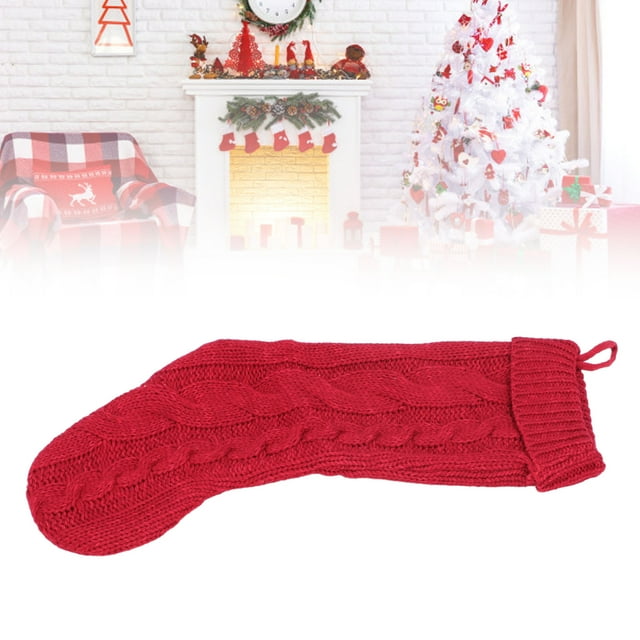 Knitted Stocking Soft Cable Knit Xmas Stocking Modern Design Aesthetics Warm Blessings Classic Decorations