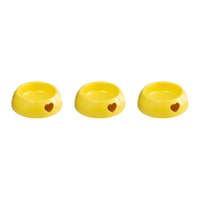 maskred Cute And Fashionable Love Shaped In Plastic Dog Bowl And Multiple yellow small size 3Set