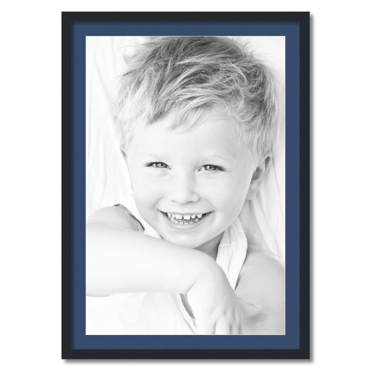 ArtToFrames 28x40 Matted Picture Frame with 24x36 Single Mat Photo Opening Framed in 1.25 Satin Black and 2 Delft Blue Mat (FWM-3926-28x40)