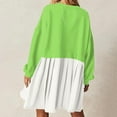 thumbnail image 5 of Womens Oversized Sweatshirt Dress Long Flowy Patchwork Pullover Tops Cute Drop Shoulder Sweatshirts Fall Long Sleeve Mini Dress Teen Girls Crewneck Solid Tunic Pleated Loose Clothing Beig, 5 of 5