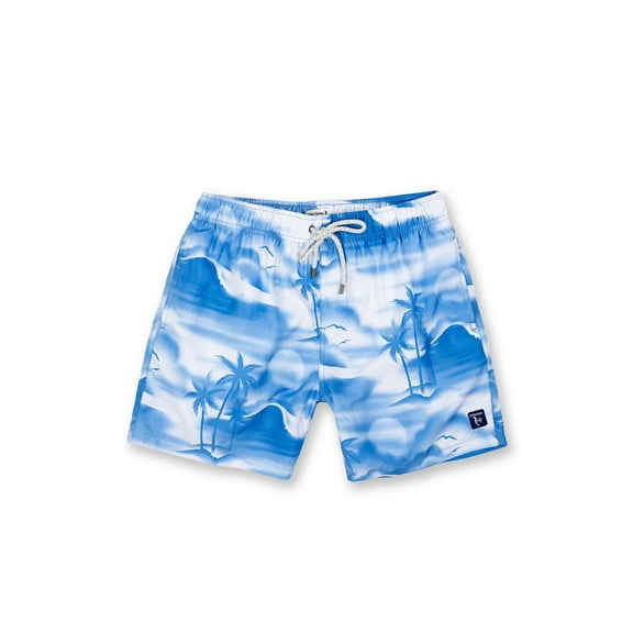 Boys Swim Trunks Elastic Swimwear Shorts with Fun Designs, Palm Lt. Blue, Size: 7, Endless Summer